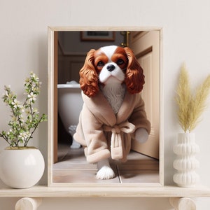 Cavalier King Charles Wall Decor | Bathroom Art Print | Cavalier Photo | Funny Bathroom Wall Decor | Dog Bath Prints | Digital Download