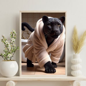 Black Panther Wall Decor | Panther Bathroom Print | Panther Wall Art | Funny Animal Bathroom Wall Decor | Panther Prints | DIGITAL DOWNLOAD