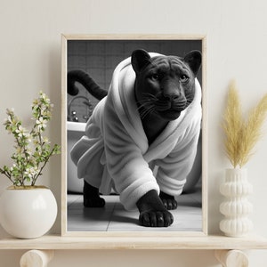 Black Panther Wall Decor | Panther Bathroom Print | Panther Wall Art | Funny Animal Bathroom Wall Decor | Panther Prints | DIGITAL DOWNLOAD