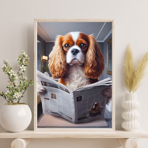 Cavalier King Charles Wall Decor | Bathroom Art Print | Cavalier Photo | Funny Bathroom Wall Decor | Dog Bath Prints | Digital Download