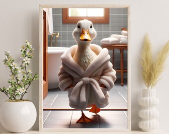 Duck Wall Decor | Bathroom Art Print | Toilet Poster | Funny Bathroom Wall Decor | Duck Bath Prints | Duck Printable | Digital Download