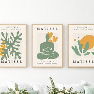 Matisse Green Set of 3 Prints, Green Matisse Exhibition Poster, Wall Art Set of 3, 3 Piece Wall Art, Matissa Print Set, DIGITAL DOWNLOAD