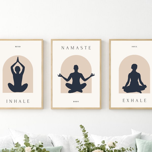 Yoga Wall Decor, Yoga Poster, Set of 3 Printable Poster, Yoga Pose Digital Print, Yoga Poses Wall Art, Yoga Asana Line Art, Digital Download