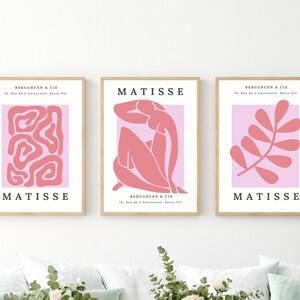 Henri Matisse Set di 3 opere d'arte da parete, Set di stampe Matisse rosa, Poster Matisse, Poster della mostra Matisse, Stampe Matisse, DOWNLOAD DIGITALE