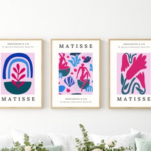 Matisse Pink Set of 3 Prints, Pink Matisse Exhibition Poster, Wall Art Set of 3, 3 Piece Wall Art, Matisse Print Set, DIGITAL DOWNLOAD
