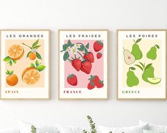 Fruit Market Poster Set: Kitchen Wall Art Prints (Digital Download)