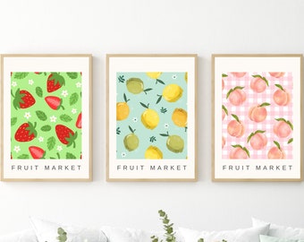 Fruit Market Poster Set: Kitchen Wall Art Prints (PDF)