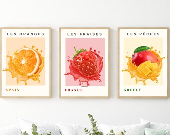 Fruit Market Poster Set, Modern Kitchen Prints (Digital Download)