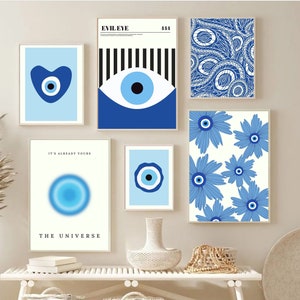 Evil Eye Set of 6 Protection Poster, Evil Eye Print, Bauhaus Poster, Greek Evil Eye, Turkish Evil Eye Art, Aura Nazar Poster, Aura Wall Art