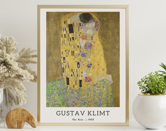 Gustav Klimt Print the Kiss, Klimt Famous Painting, Vintage Poster