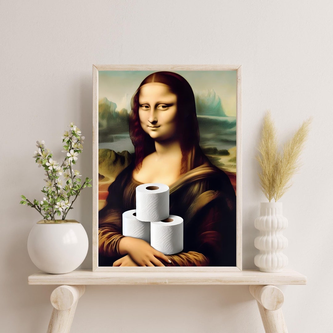 Funny Mona Lisa Bathroom Art Print, Vintage Humor (digital Download) - Etsy