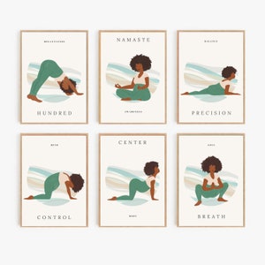 Schwangere Frauen beim Yoga, 6er Set Schwangere Frauen Yoga Poster, Yoga Wanddekoration, Yoga Art Print, Yoga Studio Dekor, Schwangere Frauen Yoga Posen