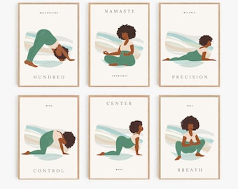 Pregnant Yoga Poses Print Set: Modern Yoga Studio Decor (Digital Download)
