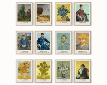 Van Gogh Art Print Set of 12: Vintage Exhibition Posters (Digital Art)
