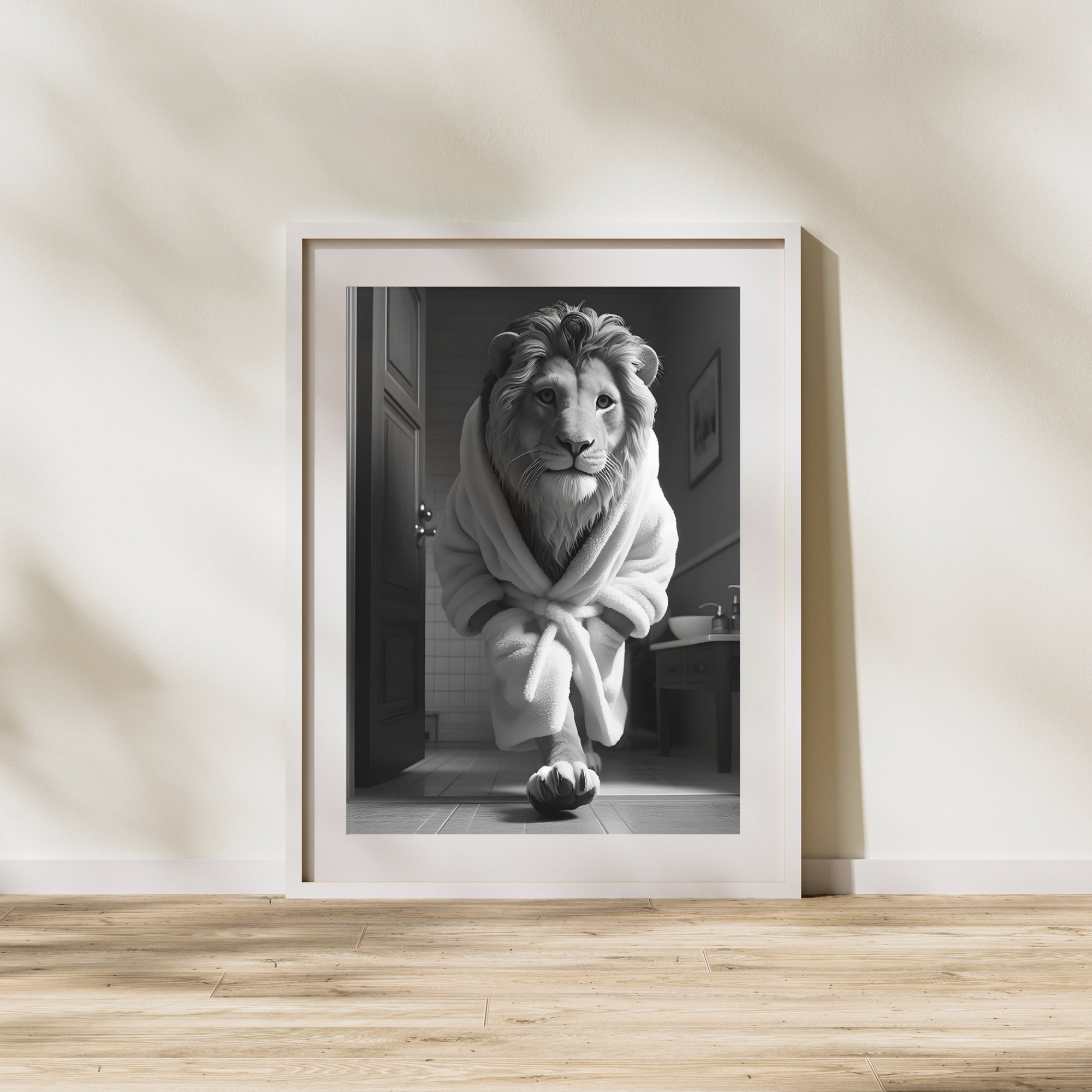 Lion Wall Art Lion Bathroom Wall Art Lion Bath Prints Funny Bathroom ...