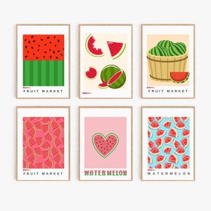 Set of 9 Watermelon Wall Art | Watermelon Prints | Kitchen Fruit Decor | Digital Prints | Kitchen Printable Wall Art | Fruit Market Poster