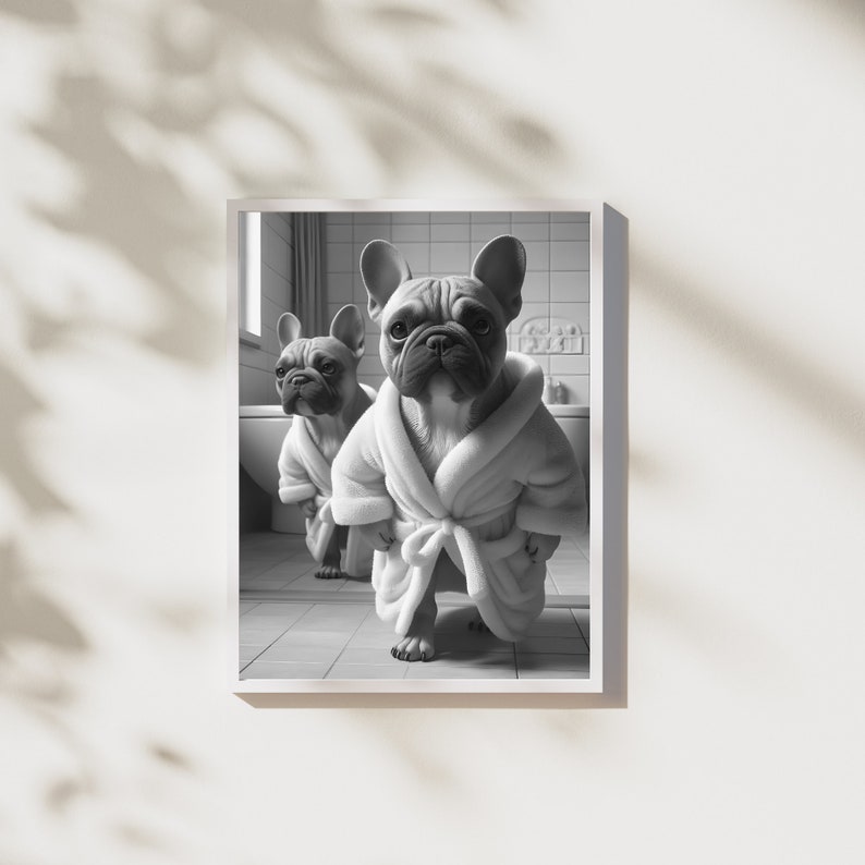 French Bulldog Wall Decor Dog Bathroom Print French Bulldog Photo Funny ...