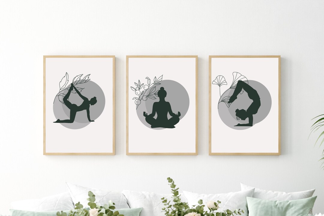 Yoga Wall Decor, Yoga Poster, Set of 3 Printable Poster, Yoga Pose ...