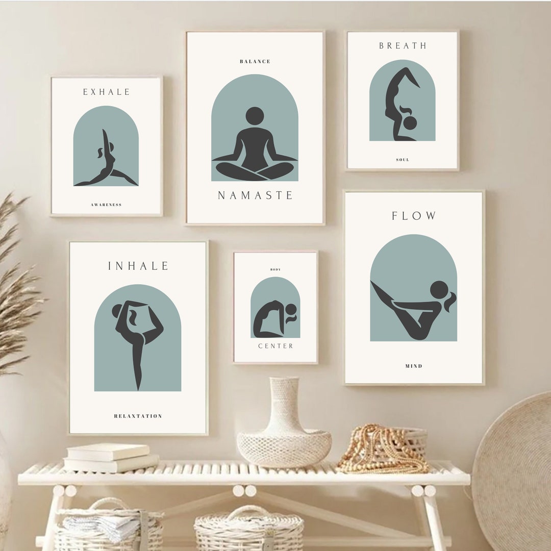 Yoga Poses Line Art Print Set, Minimalist Asana Wall Decor (digital ...
