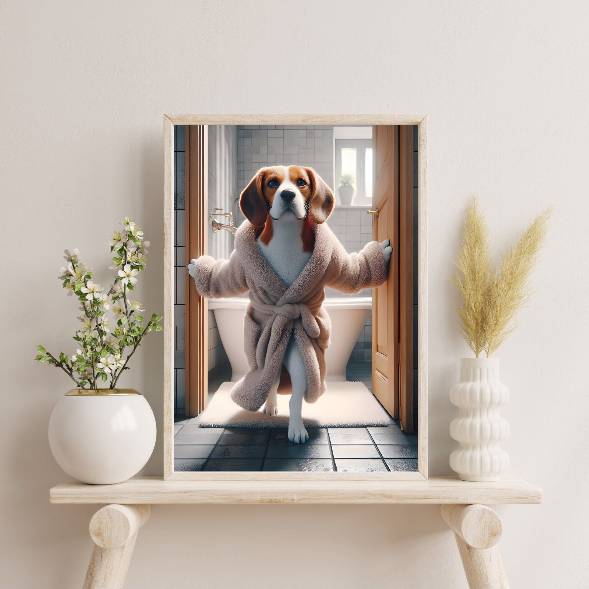 Beagle Wall Art Beagle Printable Dog Bathroom Print Beagle Wall Decor Bathroom Wall Decor Beagle ...