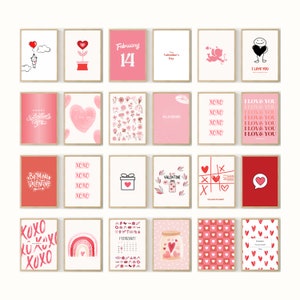 Valentines Printable Wall Art Set of 24 | Valentine Art Prints | Valentines Wall Art | Valentine Digital Print | Valentines Print