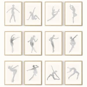 Bailarines florales imprimibles, conjunto de 12 bailarinas imprimibles, arte de pared de bailarina, obras de arte de la habitación de las niñas, imprimibles de danza, DESCARGA DIGITAL