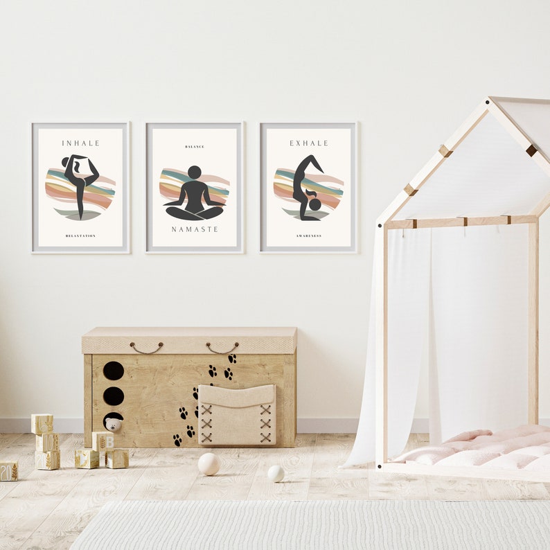 Yoga Wall Decor, Yoga Poster, Set of 3 Printable Poster, Yoga Pose
