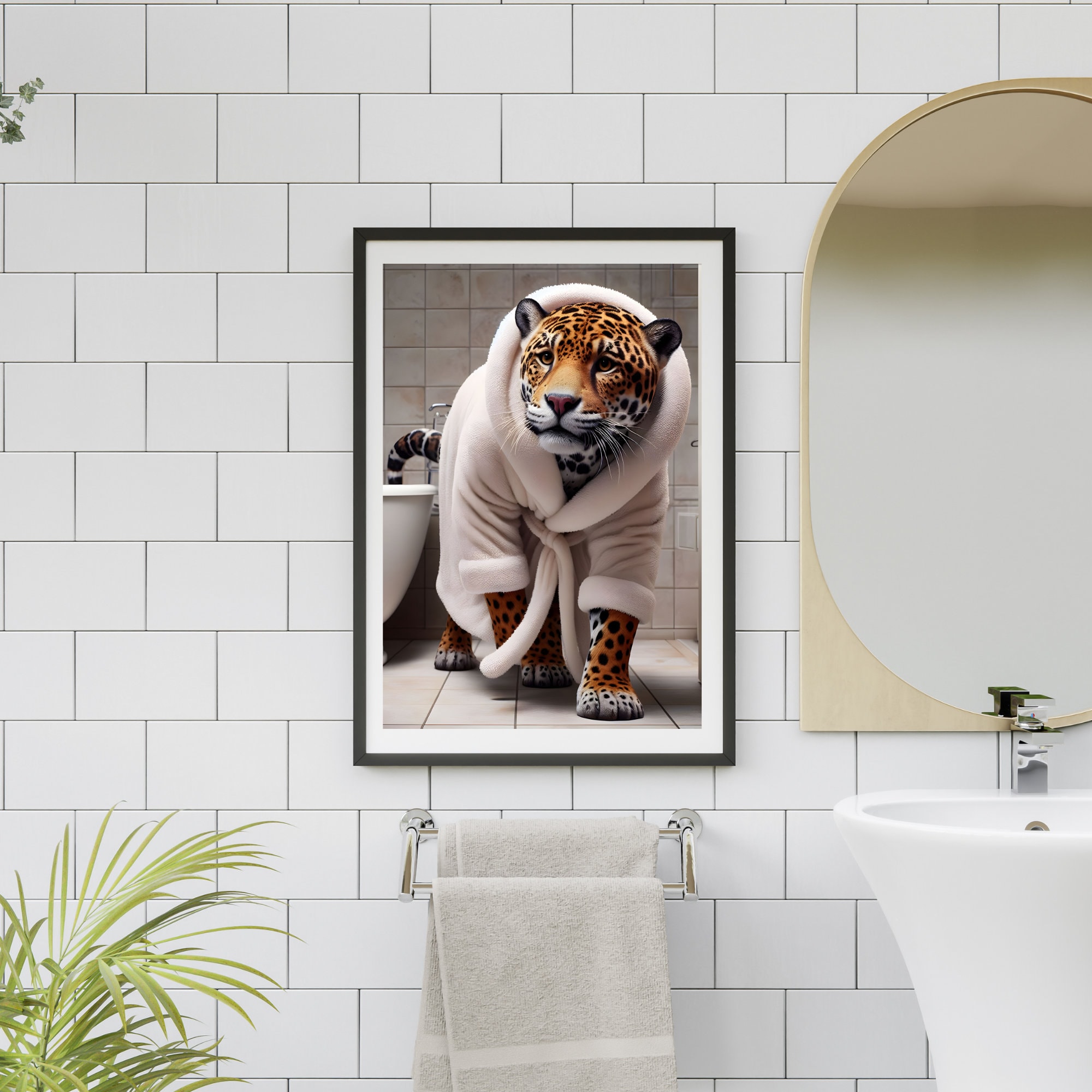 Panther Wall Decor Panther Bathroom Print Panther Wall Art Funny Animal Bathroom Wall Decor