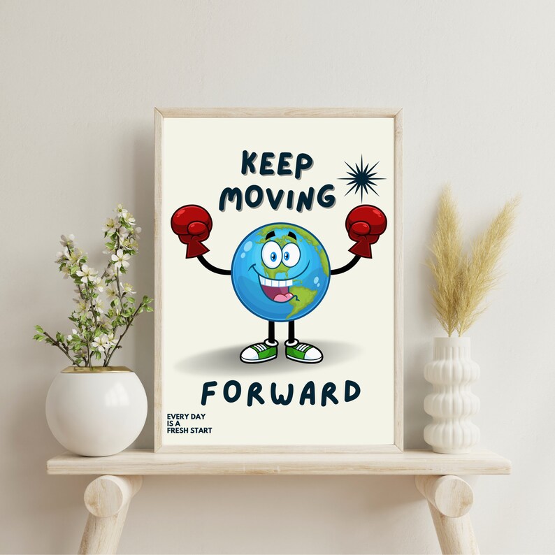 Keep Moving Forward Retro Art Print: Motivational Quote (digital ...