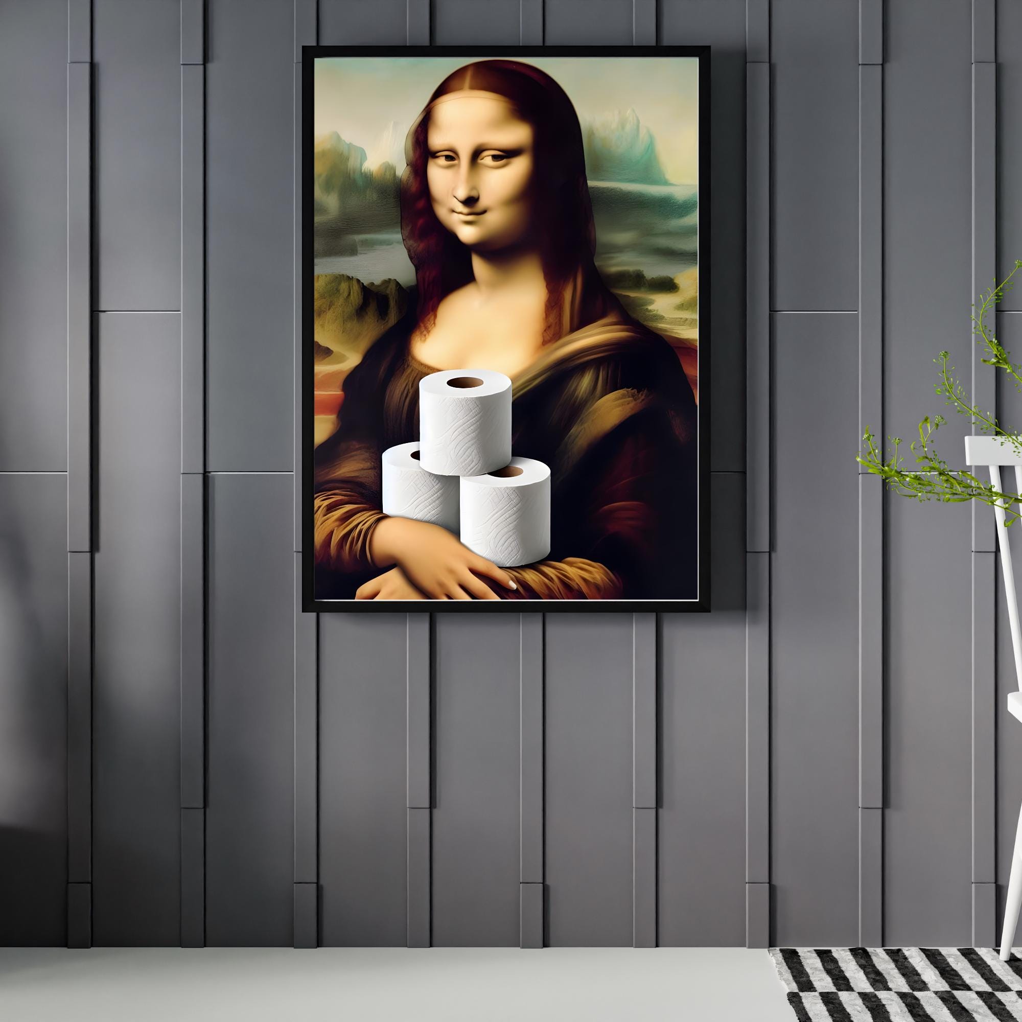 Funny Mona Lisa Bathroom Art Print, Vintage Humor (digital Download) - Etsy