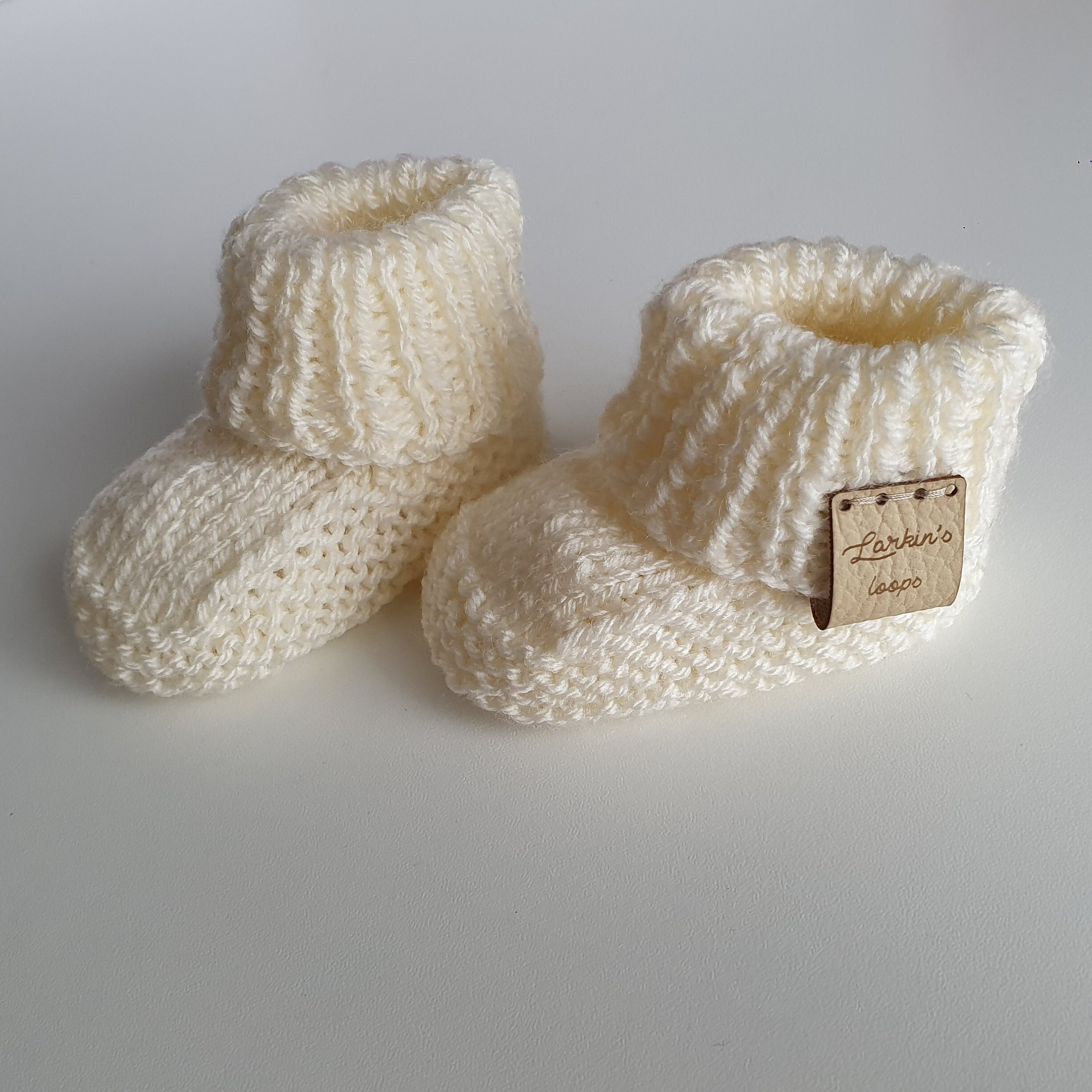 Knitted Baby Booties Cream Cot Shoes First Shoes 06 Etsy UK