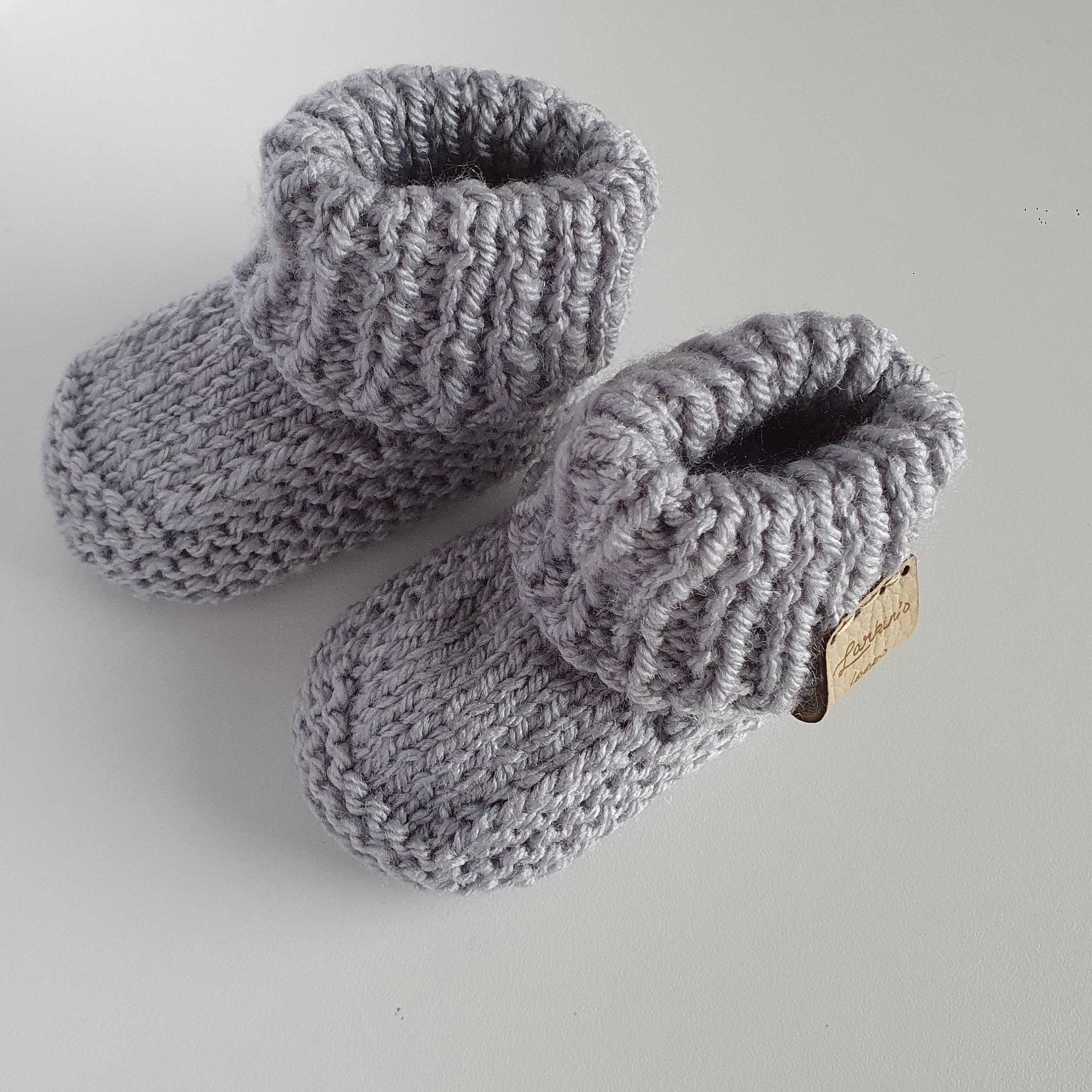 Knitted Baby Booties Silver Grey Cot Shoes Baby Shoes Etsy UK