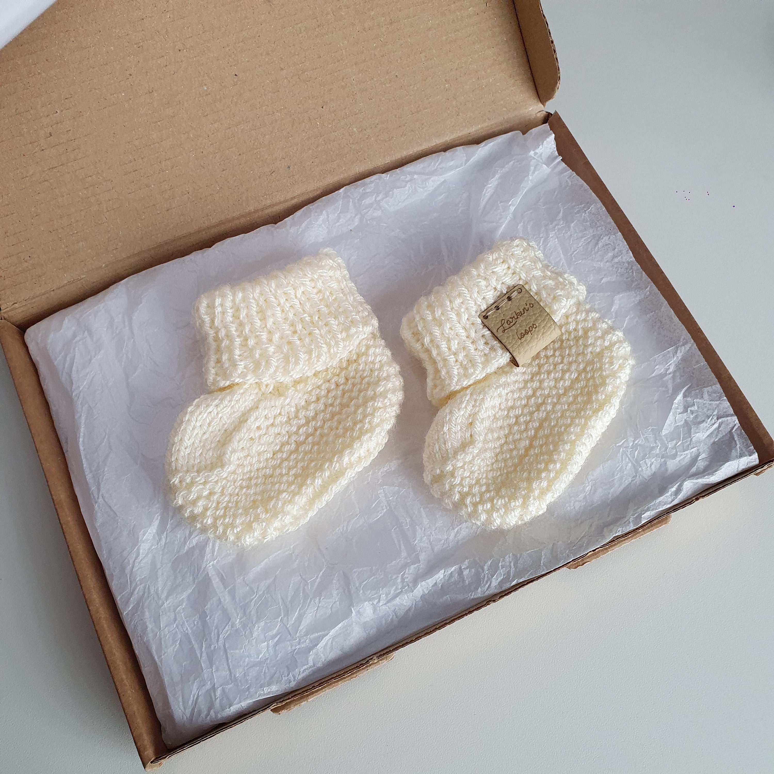 Knitted Baby Booties Cream Cot Shoes First Shoes 06 Etsy UK