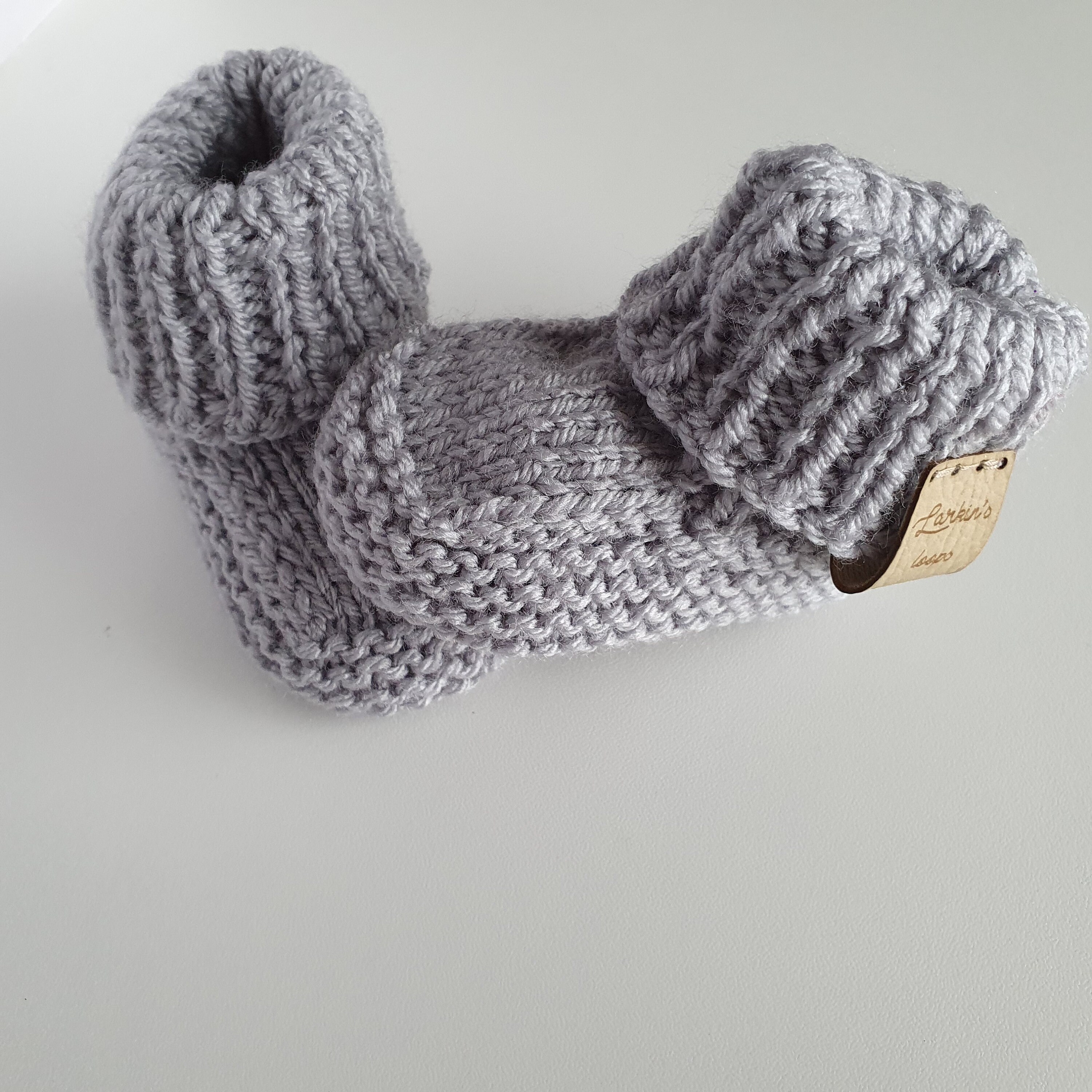 Knitted Baby Booties Silver Grey Cot Shoes Baby Shoes Etsy UK