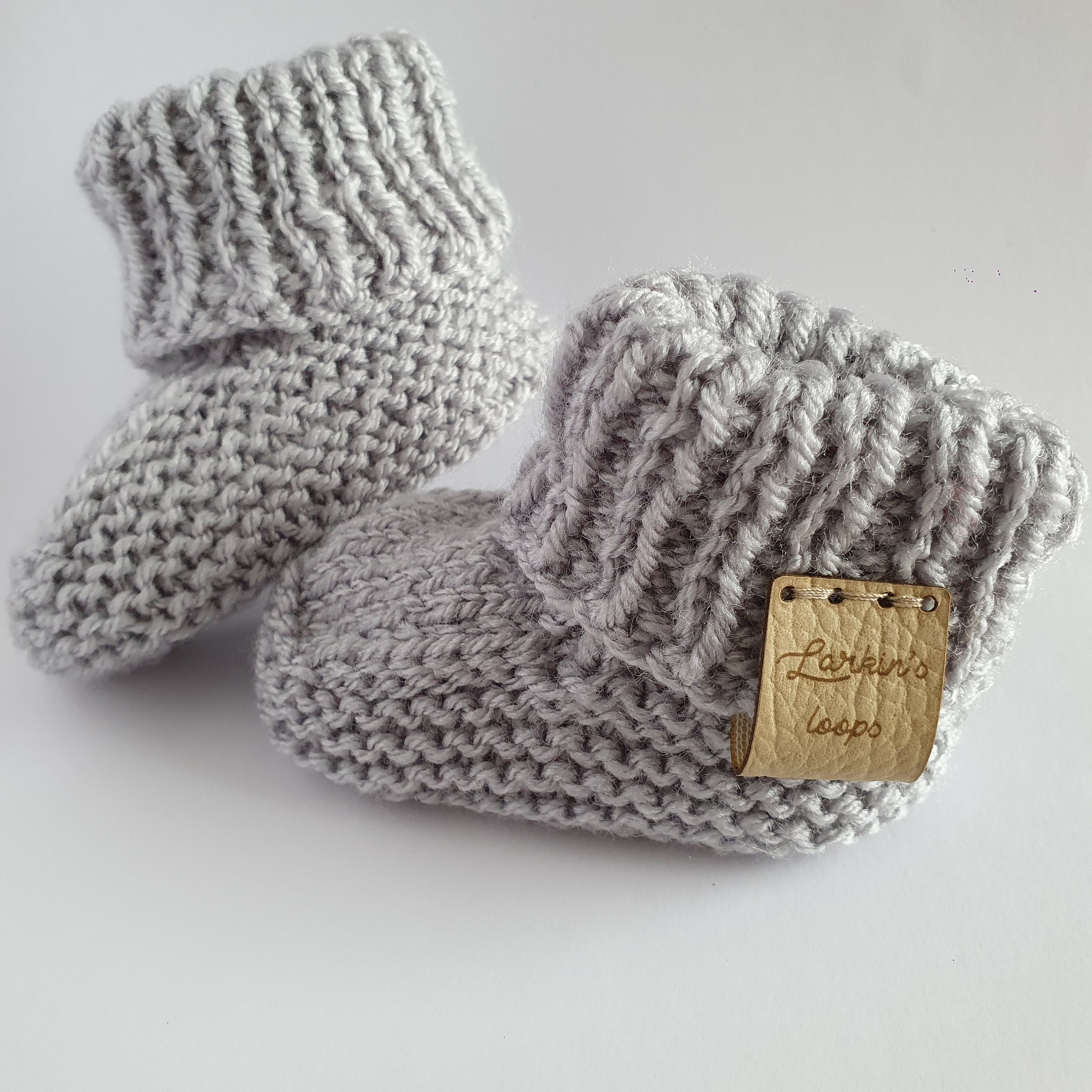 Knitted Baby Booties Silver Grey Cot Shoes Baby Shoes Etsy UK