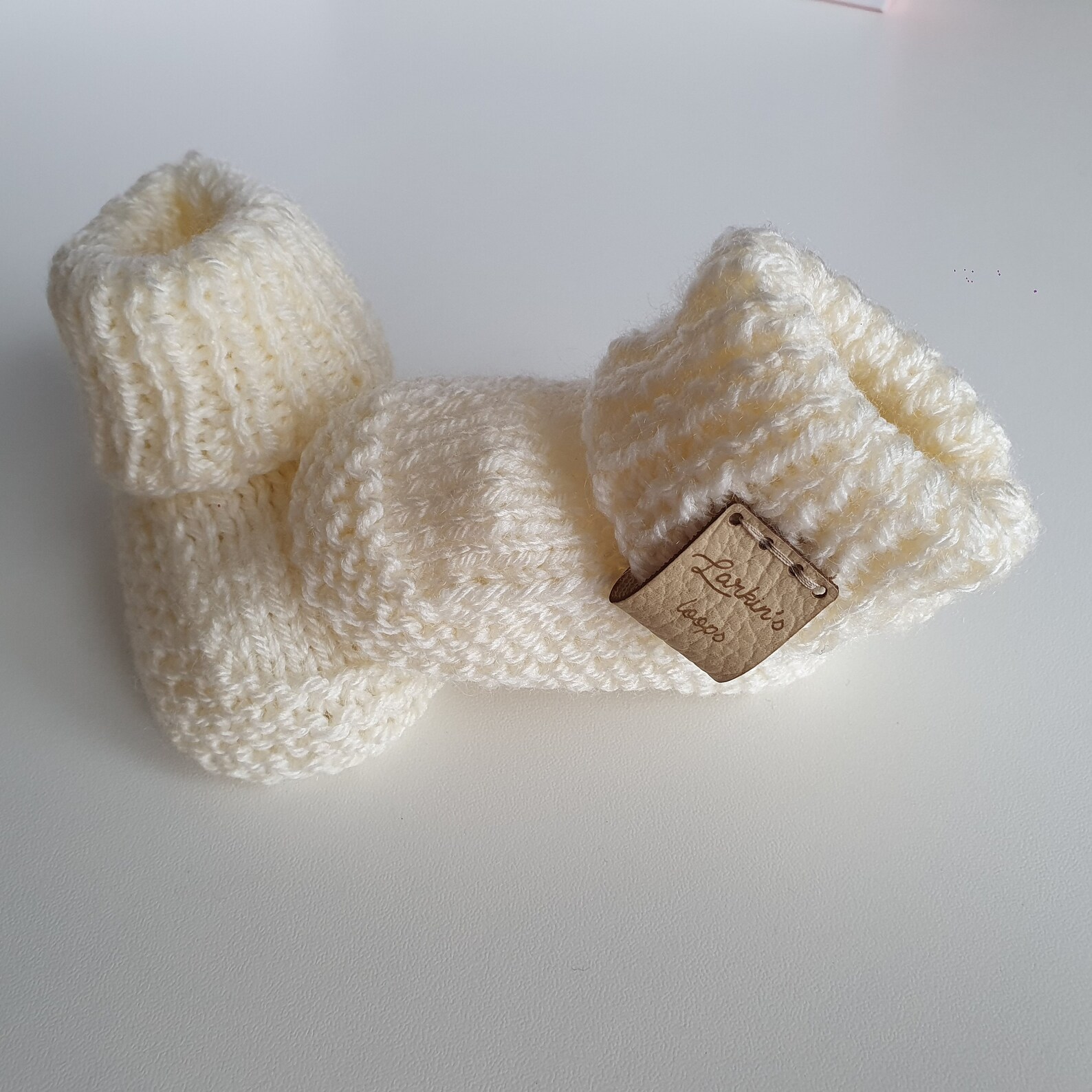 Knitted Baby Booties Cream Cot Shoes First Shoes 06 Etsy UK