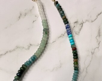 Handmade Multicolored Gemstone Beaded 18 inch Necklace with Stainless Steel Adjustable Closure