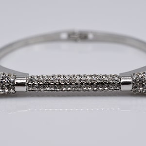 Stainless Steel Horseshoe iced out Bangle U Shaped Cuff Bracelet - Available in Gold and Rose Gold
