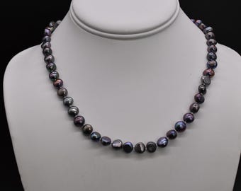 Fresh Water Pearl Sterling Silver Necklace with Matching Bracelet and Stud Earrings Set