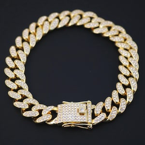 Cuban Anklet, Iced Out Cubic Zirconia Cuban Link Chain 12mm 9 and 10 Inch Anklet