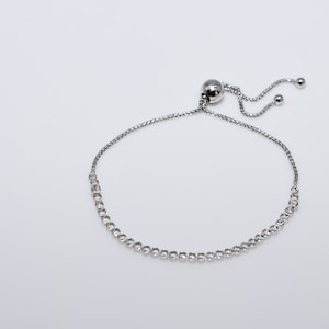 925 Sterling Silver Cubic Zirconia Adjustable Tennis Bracelet (6 to 10 Inch)