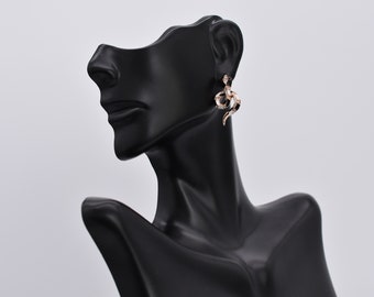Snake Shaped Stud earrings, Rose Plated