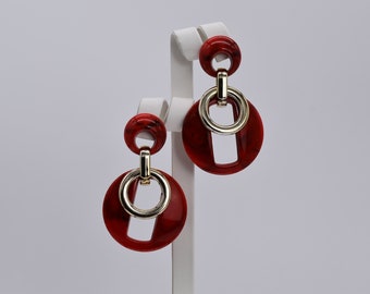 Geometric Acrylic Circle and Square Drop Stud earrings