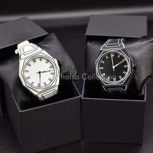 Reloj unisex ligero e impermeable con diseño artístico 2D estilo boceto (blanco/negro)
