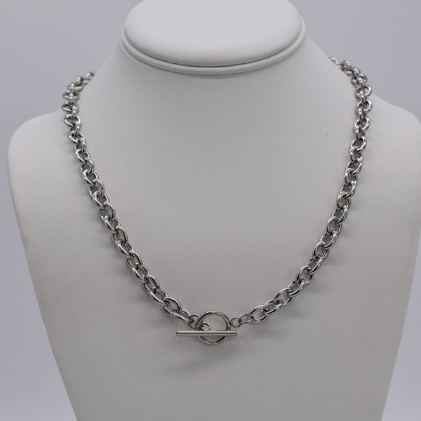 Stainless Steel Toggle Chain Necklace - Available in Gold and Silver