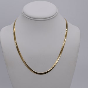 Goldtone 4mm Herringbone Chain Necklace (20 inch)