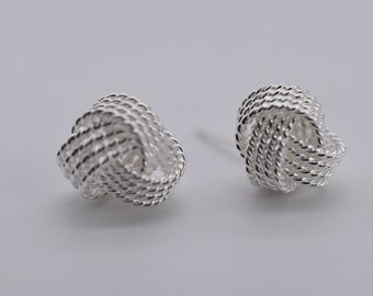 925 Sterling Silver Twisted Love Knot 10mm Stud Earrings