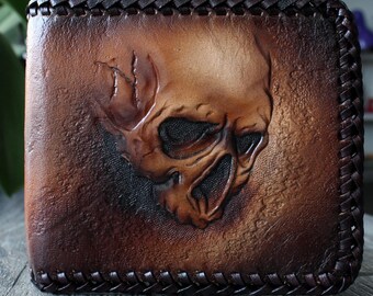 Skull Wallet Skeleton, Genuine Leather Wallet, Biker Wallet Skull Wallet Skeleton, Genuine Leather Wallet, Biker Wallet