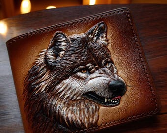 Handgefertigtes Wolf Hand-punzierte Leder