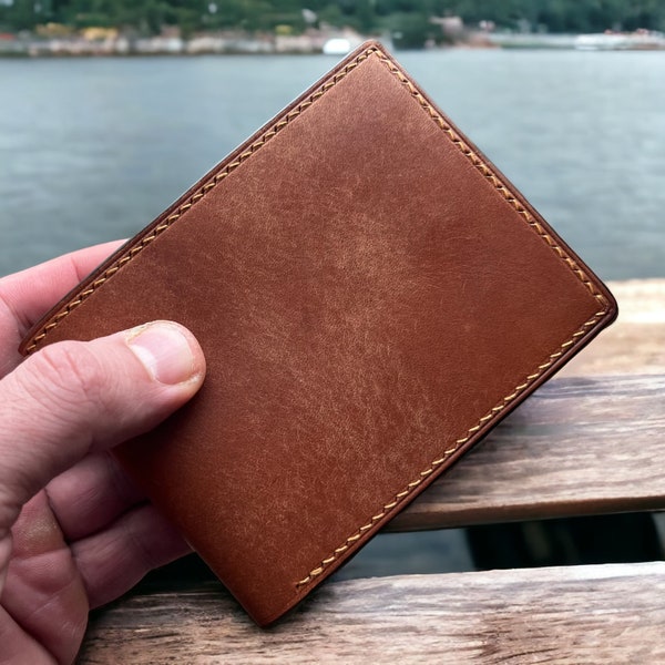 Luxury Wallet. LA PERLA AZZURRA & Buttero Leather wallet. Pueblo leather wallet. Front pocket wallet. Italian vegetable tanned leather.